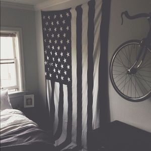 Large Black & White American Flag Tapestry